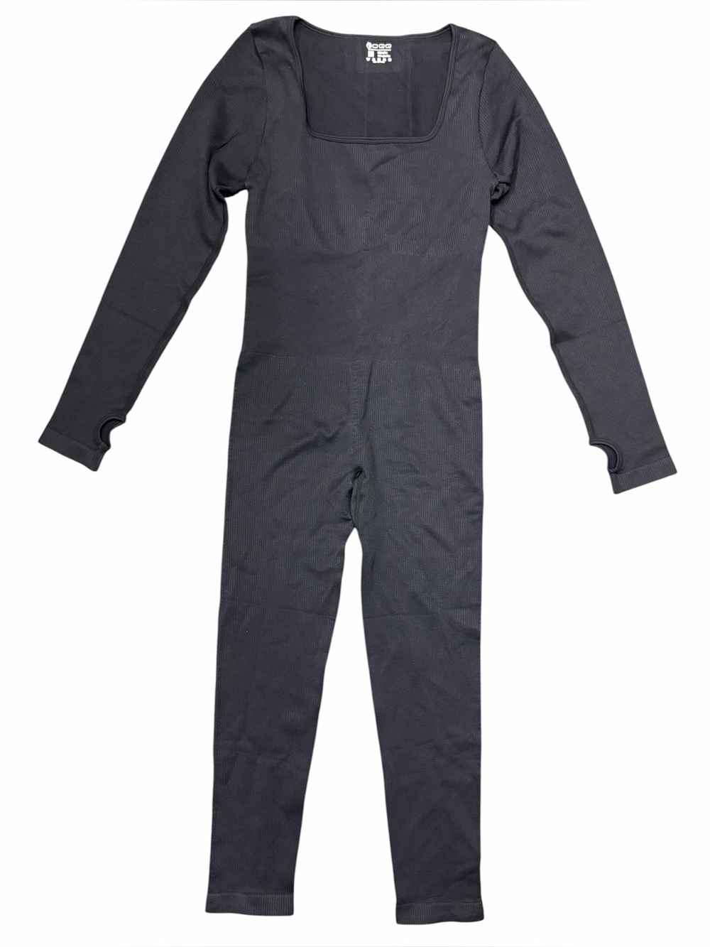 NEW OQQ Ribbed Long Sleeve Jumpsuit • Size L Snatching Bodysuit Onesie Black - Picture 7 of 10
